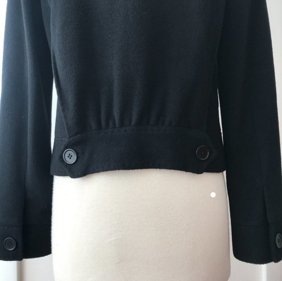 REISS Serge Black Cashmere Wool Crop Coat Jacket Size L - Picture 5 of 9